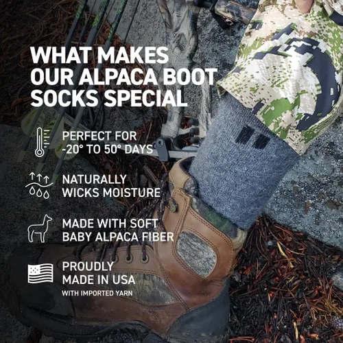 Miniatura 2 de Calcetines para botas de alpaca para hombres y mujeres, calcetines de alpaca que absorben la humedad para senderismo, correr, regulación