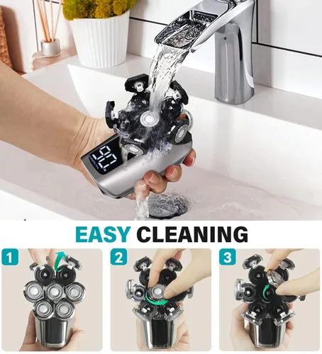 Miniatura 4 de Afeitadoras de cabeza para hombres calvos, afeitadora eléctrica 7D mejorada, recargable inalámbrica, impermeable IPX7 100%, afeitadora para cabeza