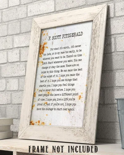 Miniatura 7 de F. Scott Fitzgerald - Por lo que vale la pena - Fondo de aspecto metálico - Impresión de página de libro de tipografía sin marco de 11x14 - Gran