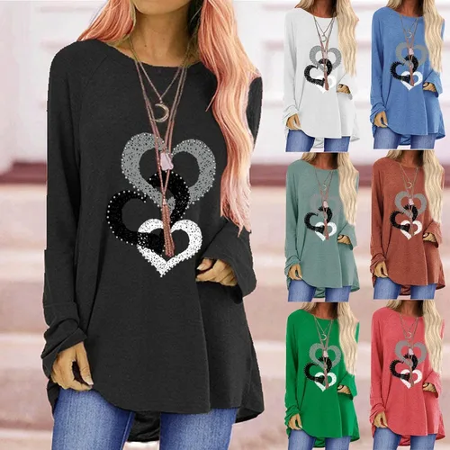 Miniatura 5 de Túnicas o tops para mujer para llevar con leggings, manga larga, ajuste holgado, ropa de otoño, cuello redondo, degradado, cómodas, blusas 02 Verde