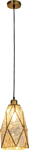Miniatura 3 de Creative Co-Op Colgante de cristal de mercurio espejo antiguo con diseño de marco de diamante dorado