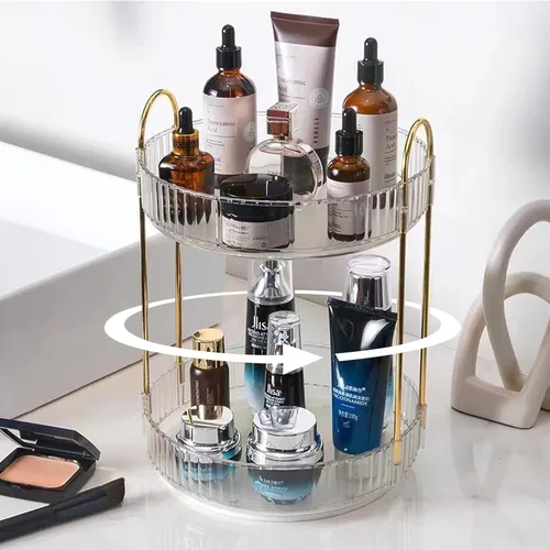 Miniatura 11 de shuang qing Organizador de Maquillaje Giratorio para Tocador, Almacenamiento de Maquillaje Transparente para Cuidado de la Piel de Alta Capacidad
