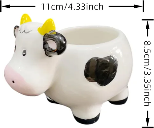 Miniatura 3 de Maceta de cerámica en forma de animal - Decoración única y encantadora para el hogar (vaca)