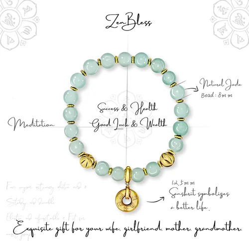 Miniatura 2 de ZenBless Fengshui - Pulsera de jade de porsperidad con dije de la suerte, Feng Shui, obsidiana negra, regalo para hombres y mujeres, con chapado