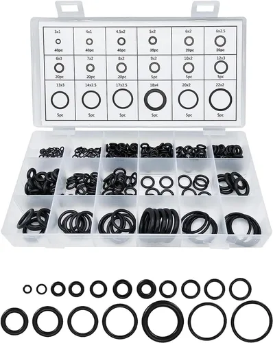 povtii Kit de Surtido de 300 Anillos Tóricos, 18 Tamaños Resistentes a Alta Presión y Alta Temperatura, Kit de Reparación de Anillos de Goma de