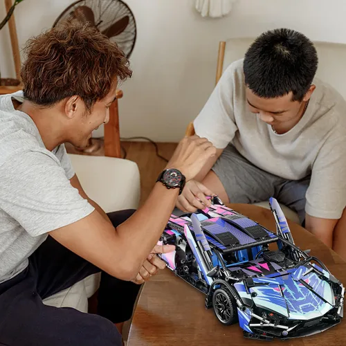 Miniatura 5 de Juego de bloques de construcción de autos deportivos para adultos, auto de carreras técnico coleccionable a escala 1:14, juguete de ingeniería, auto