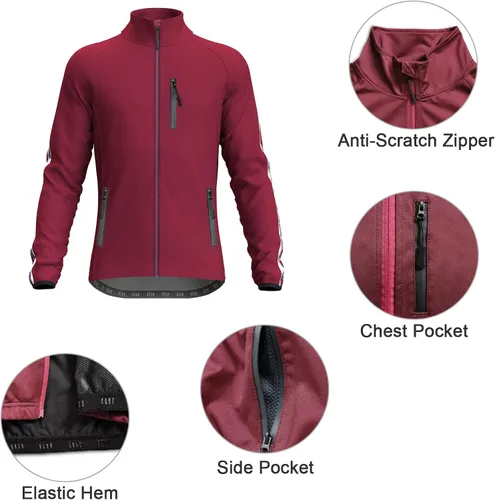 Miniatura 2 de Wulibike Cycling Jackets for Men, Reflective Running Jacket Men Winter Cycling Clothing Full Zip with Pocket