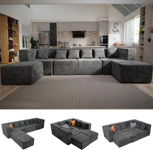 Miniatura 39 de MONVANE 55.5" Convertible Loveseat Sofa, 2-in-1 Boneless Sleeper Sofa Bed Futon Couch with Storage Pocket, Comfy Chenille Deep Seat Boneless Couch