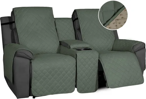 Miniatura 13 de Easy-Going Funda de sofá reclinable antideslizante con consola, resistente al agua, funda de sofá reclinable doble con correa ajustable, funda Beige