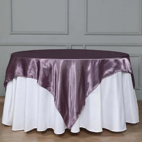 Miniatura 50 de Efavormart Paquete de 5 Sobremanteles Cuadrados de Satén de 60" para Decoraciones de Mesa de Bodas, Catering y Fiestas, Cubierta de Mantel Negro