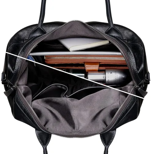 Miniatura 7 de Iswee - Bolso de hombro de cuero genuino, bolso tote con diseño de morral, con asa superior, bolso de gran capacidad, bolso cruzado