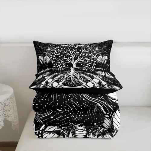 Miniatura 7 de Erosebridal Edredón de árbol de la vida, ropa de cama bohemia con diseño de mariposa y mariposa, edredón de fase lunar hippie, edredón acolchado