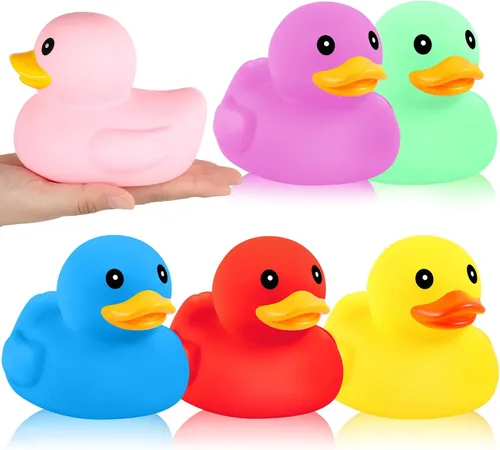 Deekin 6 piezas 12.7 cm multicolor gran surtido de patitos de goma para niños, juguetes de gran tamaño, patitos de goma gigantes que chillan a