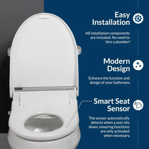 Miniatura 2 de X7 Asiento de inodoro de bidé, accesorio alargado para inodoro con agua caliente con cierre suave, asiento de bidé eléctrico con calefacción