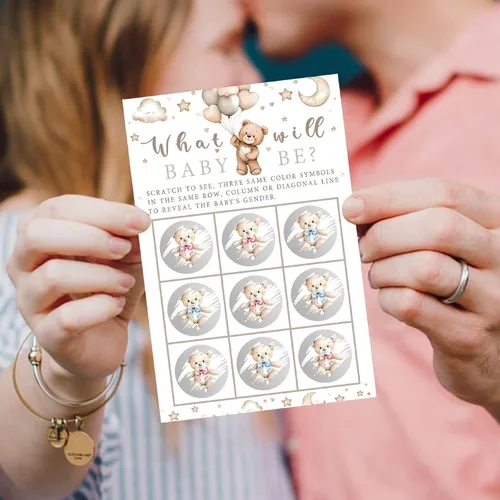 Miniatura 7 de It's a Girl Bear - Tarjetas de anuncio de género para niños o niñas, para baby shower, juego de 25