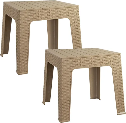 Miniatura 15 de Sunnydaze Adirondack - Mesa auxiliar pequeña para exteriores para elementos esenciales de balcón, mesa auxiliar cuadrada de plástico para patio