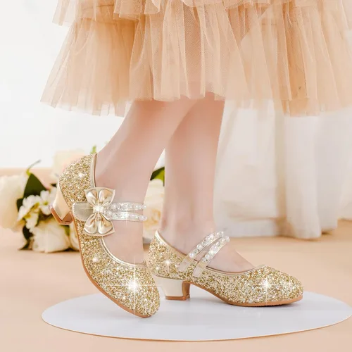 Miniatura 2 de Motasha Zapatos de vestir para niñas pequeñas, zapatos de princesa con purpurina Mary Jane para niñas, tacones bajos, fiesta, boda, para niños
