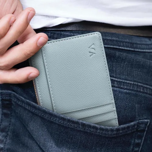 Miniatura 56 de Tarjetero delgado con bloqueo RFID, billetera de bolsillo pequeño, con cremallera Keychian para monedero, monedero y tarjetero para mujeres y hombres