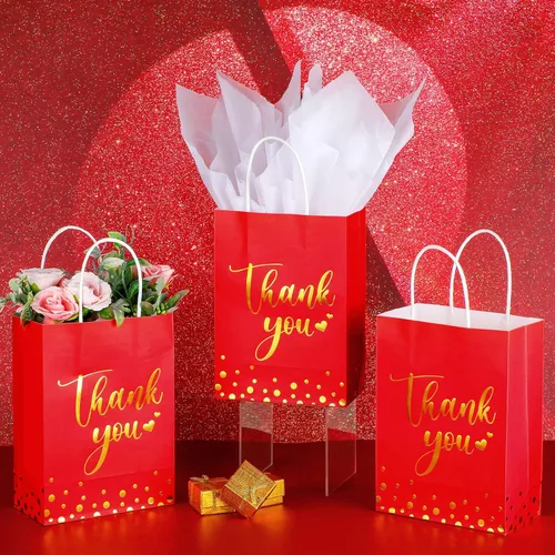 Miniatura 2 de Tinlade 30 bolsas de regalo de agradecimiento con papel de seda dorado con asa para graduación, negocios, compras, boda, ducha, regalos de fiesta