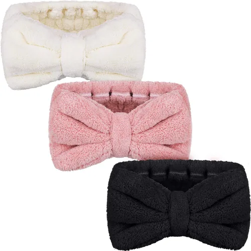 Miniatura 19 de Diadema de toalla de 3 piezas para mujer, diadema de maquillaje para lavar la cara, maquillaje de spa, diadema de microfibra con lazo para la ducha