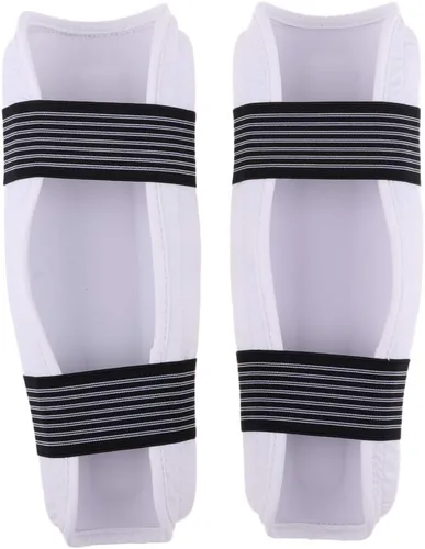 Miniatura 4 de DYNWAVE Espinillera profesional de artes marciales para artes marciales, karate, universal para hombres, mujeres y jóvenes, color blanco