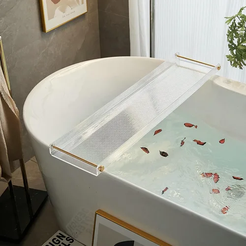 Miniatura 5 de NEWRAIN - Bandeja de bañera acrílica, mesa de baño de lujo, regalos únicos de inauguración de la casa, regalo de aniversario y boda para parejas
