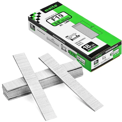 meite F19 Brad Nilas, Clavo galvanizado calibre 18 de 3/4 pulgadas para pistola de clavo neumática eléctrica (12 cajas)