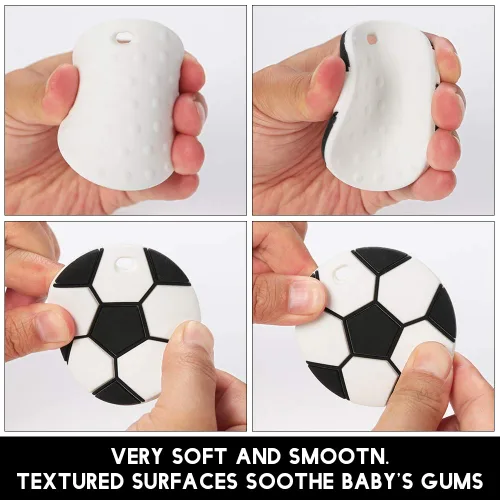 Miniatura 3 de Mordedor de silicona deportivo para bebés, juguetes sensoriales para masticar, sin BPA, suaves y eficaces, juguetes para aliviar el dolor
