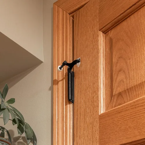 Miniatura 8 de Design House Design House 189118 - Protector de pared con bisagra de núcleo hueco con punta de goma, topes de puerta ajustables color negro mate