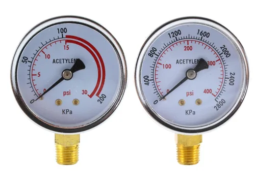 Miniatura 3 de SÜA - Manómetro de alta presión para regulador de acetileno 0-400 psi - 2.5 pulgadas