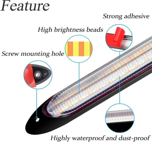 Miniatura 4 de AUTOXBERT Tira de luz LED de circulación diurna para automóvil, 2 luces de señal de giro DRL para parachoques delantero de automóvil, 13.6 pulgadas