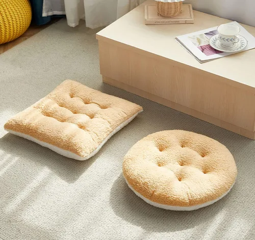 Miniatura 5 de Cojines de silla cómodos cuadrados y redondos de lana de cordero artificial, cojines de asiento de silla suaves y esponjosos de felpa para casa