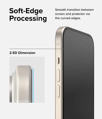 Miniatura 5 de Ringke Vidrio de cubierta completa [súper fácil de instalar] compatible con iPhone 15, compatible con fundas, inastillable, dureza 9H, vidrio