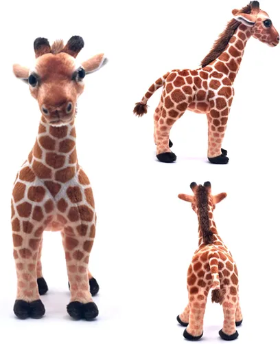 Miniatura 3 de HWD Muñeca de jirafa de peluche realista de 14 pulgadas, lindos animales de peluche suaves para niños pequeños, Navidad, cumpleaños