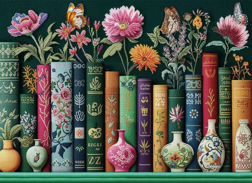 Enchanted Floral Bookshelf Jigsaw Puzzle for Adults 1000 Pieces, Difficult Puzzles Perfect for Game Night, Great Gift Idea, Size 26.65 x 19.25 in