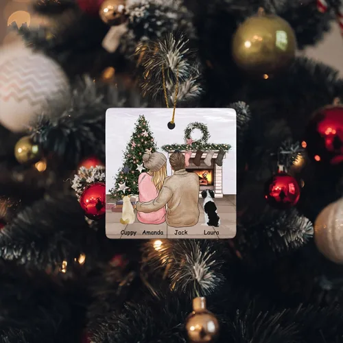 Miniatura 5 de Bonitos adornos personalizados para parejas con retrato, adorno personalizado para árbol de Navidad con nombre de mascota, perro, gato, raza, regalo