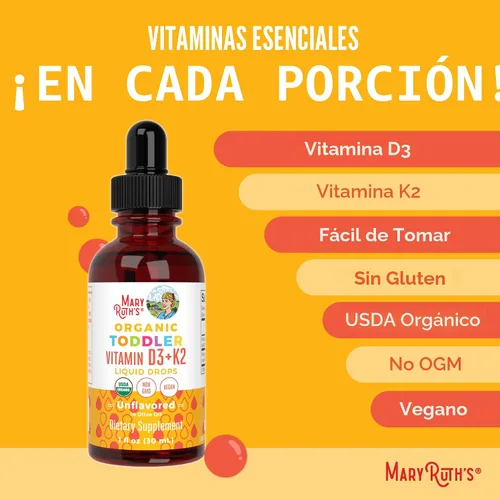 Miniatura 7 de MaryRuth Organics Vitamina D3 Vitamina K2 Gotas de vitamina D3 K2 Suplemento líquido de vitamina K2 D3 para niños pequeños Suplemento