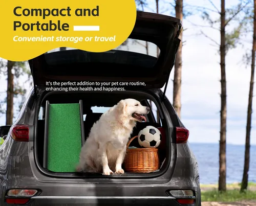 Miniatura 7 de PawStep 50894 - Rampa para mascotas con césped de polietileno, rampa plegable y portátil para perros, para automóviles, SUV y camiones, superficie