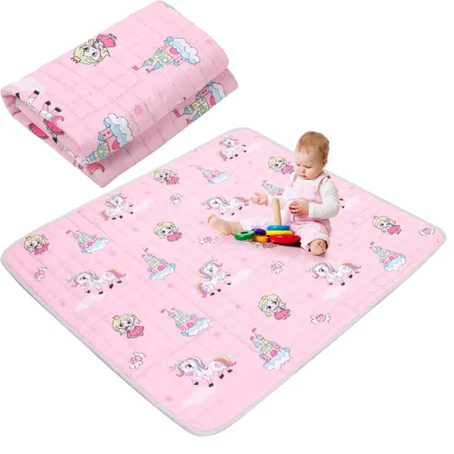 Miniatura 9 de Funtery Alfombra de juego bohemia de 43 x 43 pulgadas, portátil, lavable, plegable, plegable, antideslizante, para el suelo del bebé, corralito Oso
