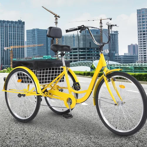 Miniatura 6 de Triciclos para adultos, 7 velocidades, triciclos para adultos de 26 pulgadas, 3 ruedas, bicicleta de crucero con cesta para personas mayores
