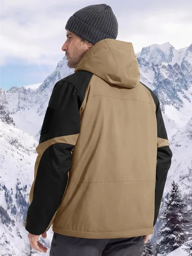 Miniatura 2 de FREE SOLDIER Chaqueta de esquí impermeable para hombre, abrigo cálido de invierno para nieve, snowboard con múltiples bolsillos, capucha desmontable