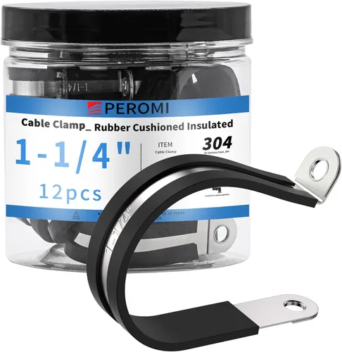 Miniatura 15 de 12 piezas de abrazaderas de cable dobles de 1-1/2" con refuerzo remachado actualizado, abrazaderas de tubo de bucle aislado con almohadilla de goma