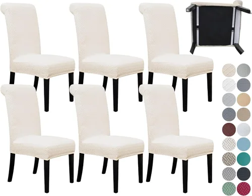 Miniatura 21 de SPRINGRICO Paquete de 2 fundas para sillas de comedor con cinturón de seguridad, fundas elásticas para sillas Parsons lavables, fundas protectoras