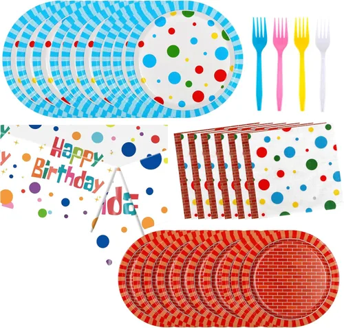 Miniatura 11 de Juego de vajilla para fiesta de cumpleaños para niñas, platos de papel y servilletas de cumpleaños, suministros de fiesta, decoración de fiesta