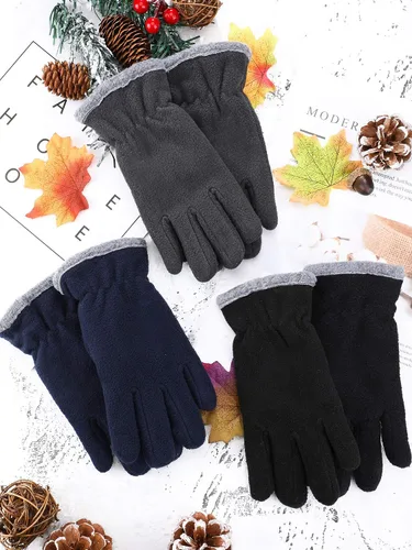 Miniatura 7 de SATINIOR 3 pares de guantes de forro polar para niños, guantes de invierno, guantes gruesos con forro cálido para niños y niñas