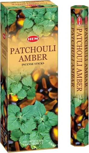 Hem Varillas de incienso de ámbar de pachulí (120 varillas, 6 cajas en el interior), 9 pulgadas de largo, 0.77 onzas por caja, elección ideal para