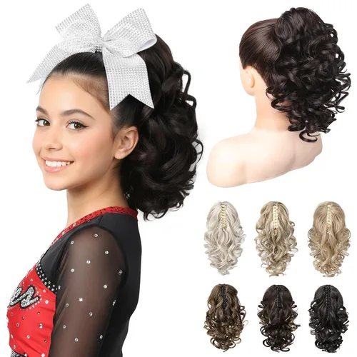 Miniatura 21 de REECHO Extensión de Cola de Caballo de 12", Clásica Suelta Rizada Ondulada con Clip de Garra, Extensiones de Cabello de Colas de Caballo para Mujer