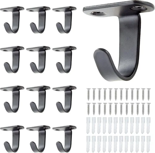 12 ganchos de acero inoxidable para debajo del estante con tornillos, ganchos de techo, ganchos de montaje superior para toalla/bata, gancho para