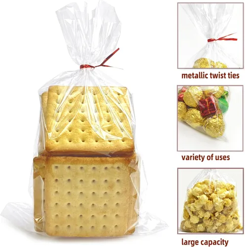 Miniatura 3 de Morepack Bolsas de celofán de 6 x 10 pulgadas, bolsas de celofán transparentes con lazos giratorios, 100