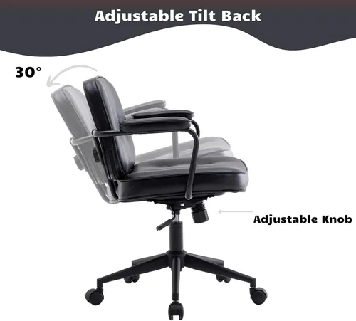 Miniatura 6 de HEAH-YO Juego de 1 sillas de escritorio modernas sin brazos, silla giratoria para computadora con ruedas y reposabrazos, silla de oficina ajustable